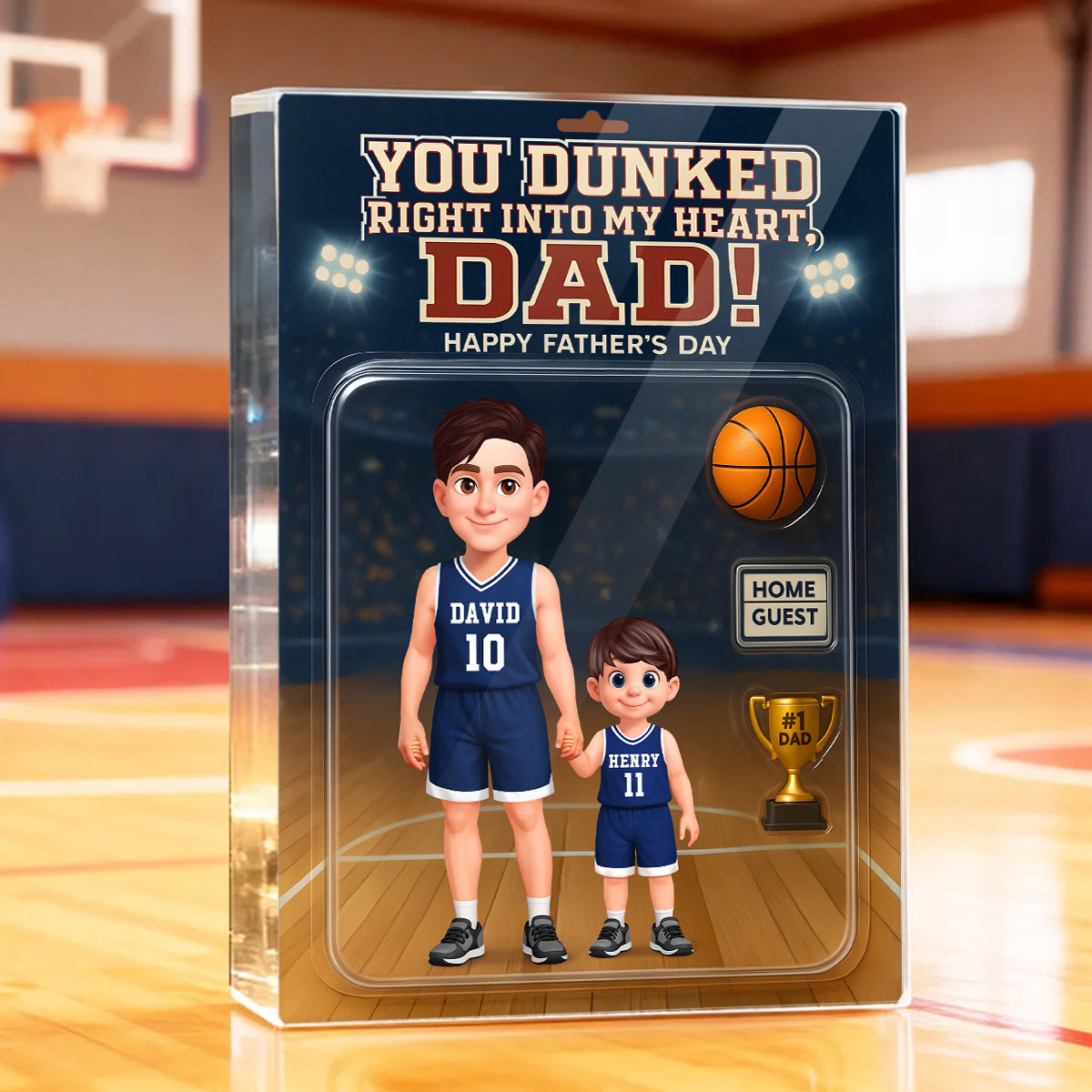 Basketball Dad You Dunked Right Into My Heart - Personalized Acrylic Block Plaque - Gift For Basketball Dad, Husband