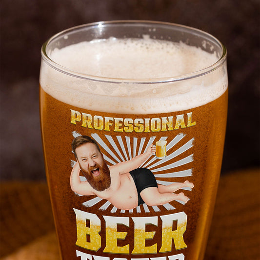 Father's Day Gifts, Professional Beer Tester - Personalized Photo Pilsner Glass