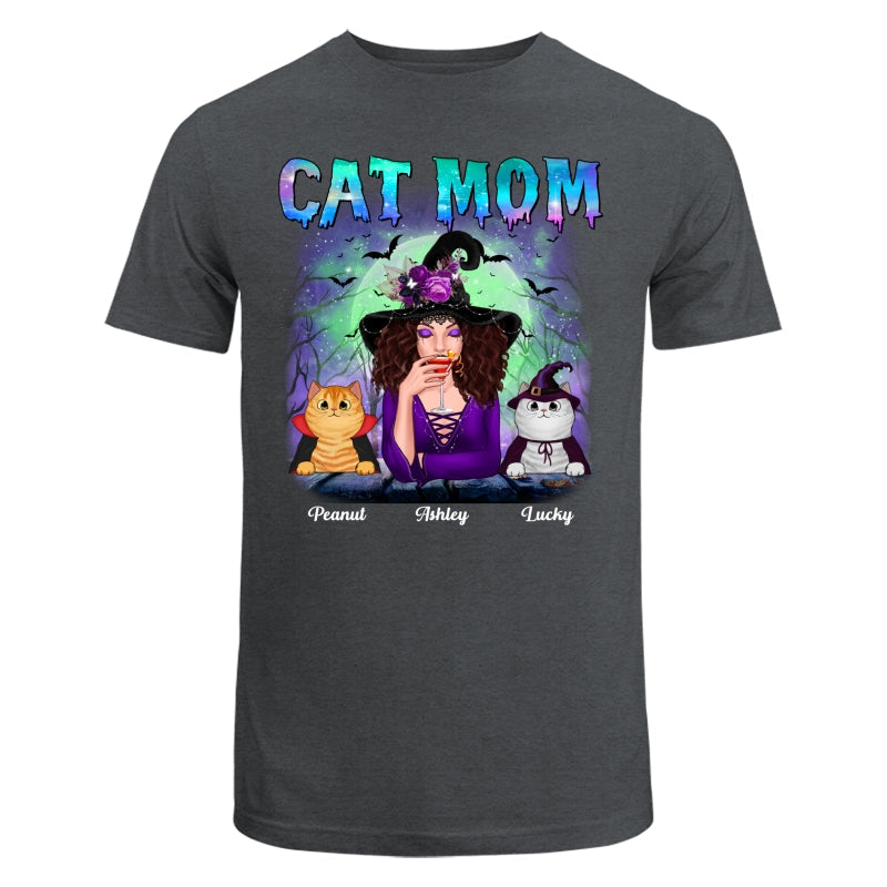 Halloween Neon Green And Purple Cat Mom Witch Personalized Shirt