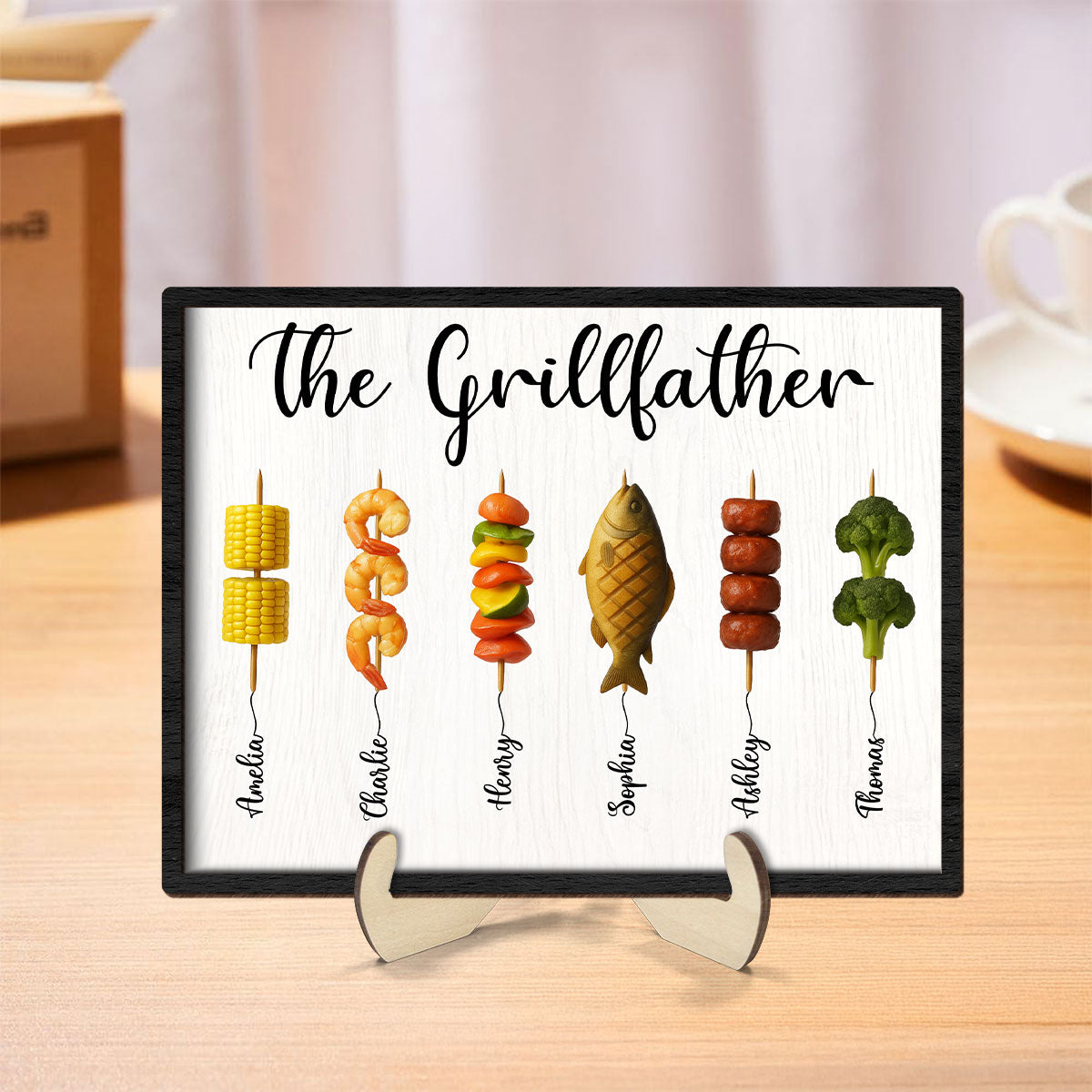 Best Grilling Dad Ever With Kids' Names Personalized 2-Layered Wooden Plaque, Gift For Husband, For Dad, For Grandpa