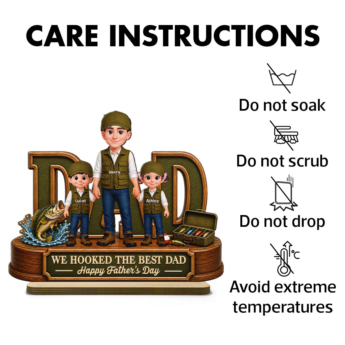 We Hooked The Best Dad Fishing Dad - Personalized 2-Layered Wooden Plaque - Gift For Fishing Dad, Fishing Lovers