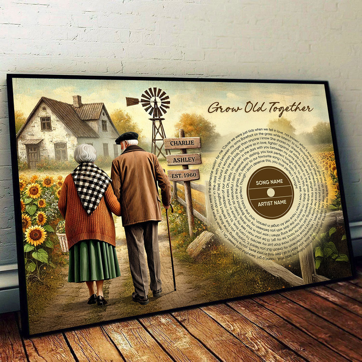 Couple Growing Old Together Favorite Song Vinyl Lyrics Personalized Poster, Heartfelt 2025 Gift, Anniversary Gift For Couple, For Him, For Her, Husband, Wife