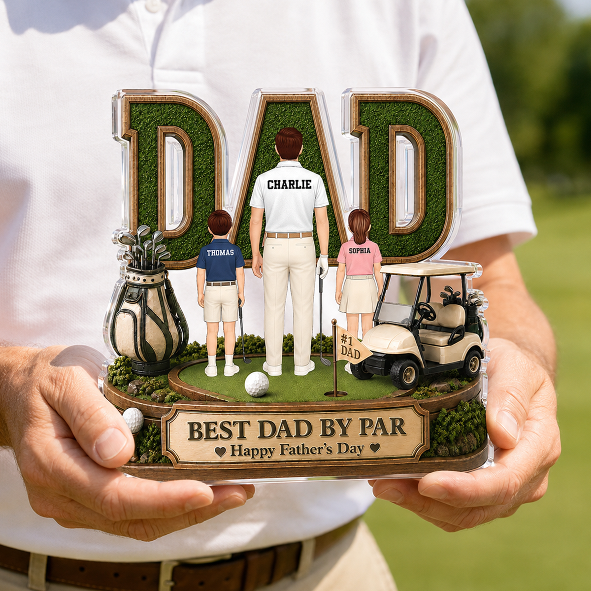 Above Par In Every Way Golfer Dad - Personalized Acrylic Block Plaque - Gift For Dad, Husband