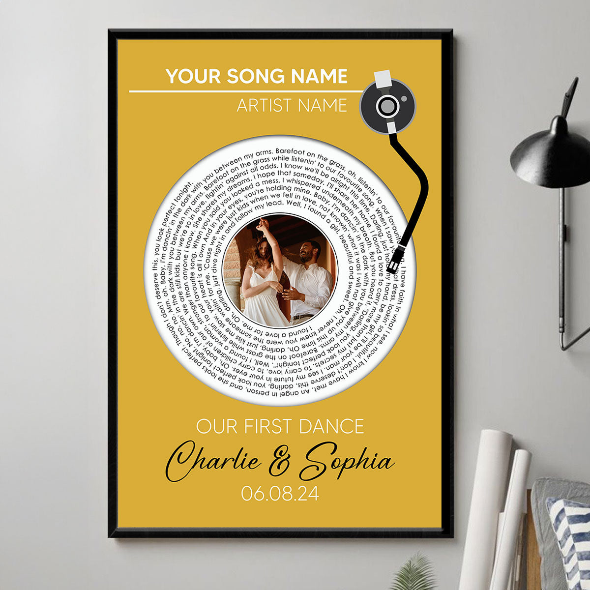 Upload Photo Custom Vinyl Lyrics Personalized Poster, Music Gift, Wedding Song Dance, Anniversary Gift For Him, For Her, For The Couple