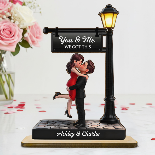 Timeless Love Under The Light - Personalized 2-Layered Wooden Plaque - Heartfelt Anniversary Gift, Wedding Gift For Couple, For Him, For Her