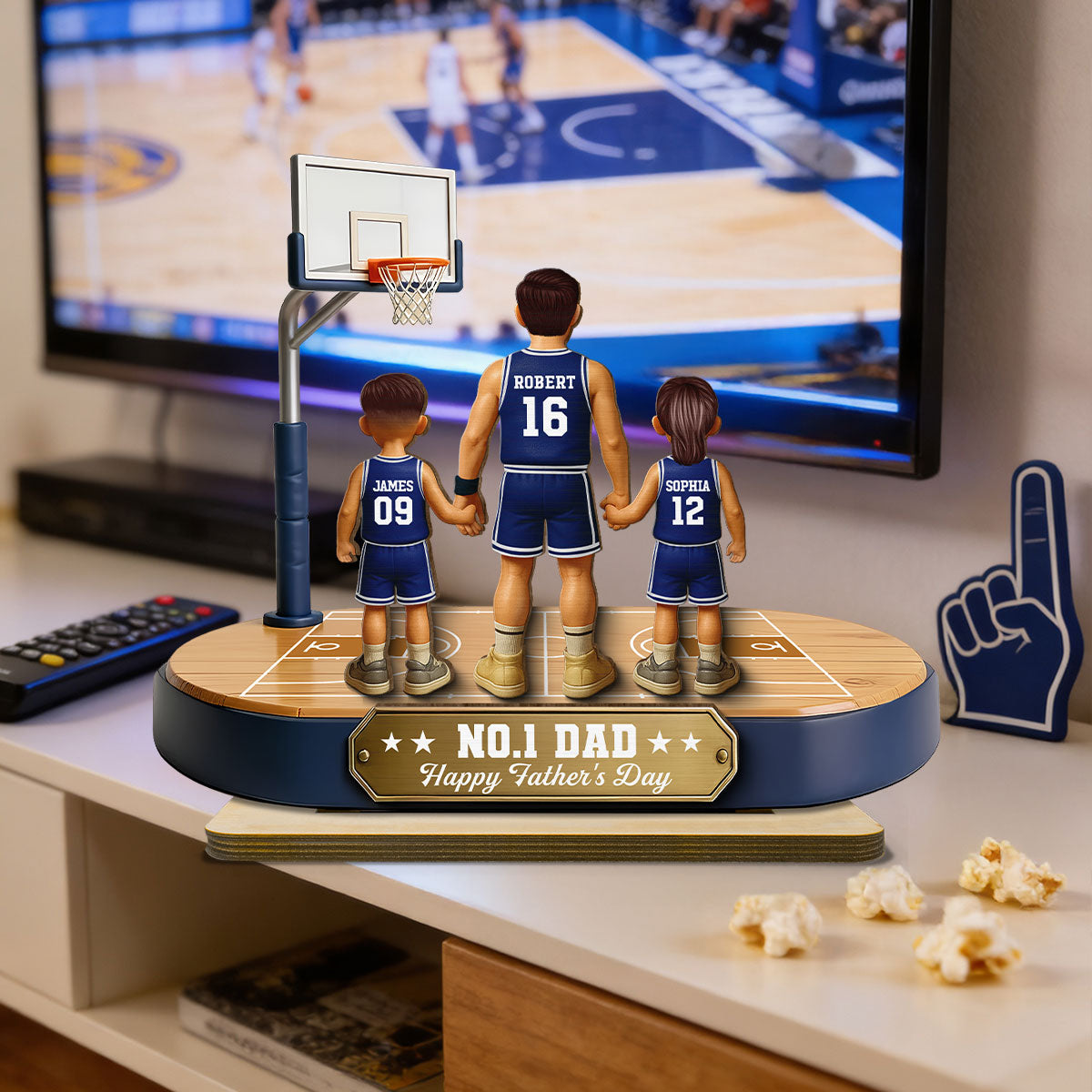 Daddy's Basketball Dream Team - Personalized 2-Layered Wooden Plaque - Gift For Basketball Dad