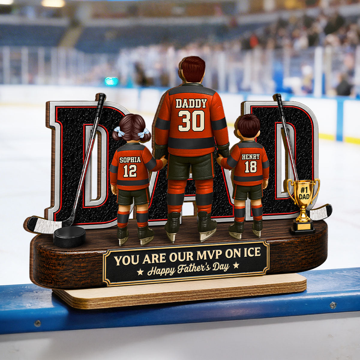 Hockey Dad Legend You Are Our MVP On Ice - Personalized 2-Layered Wooden Plaque - Gift For Dad, Husband