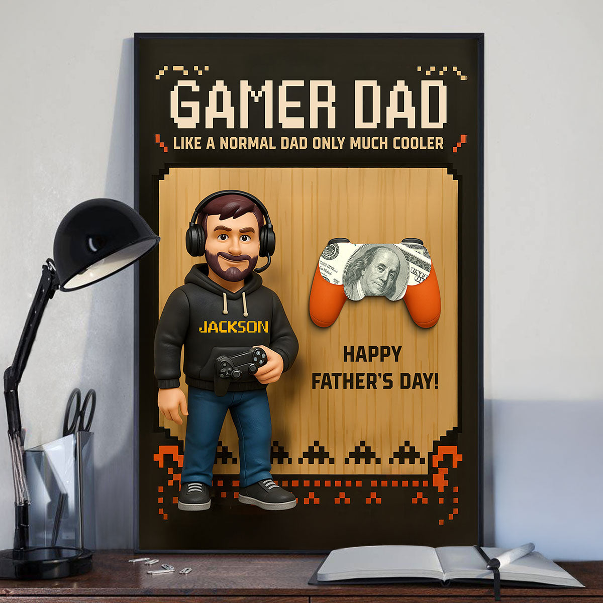 Gamer Dad Cooler Happy Father's Day Money Gift Personalized Poster, Gift for Dad, Gift for Husband