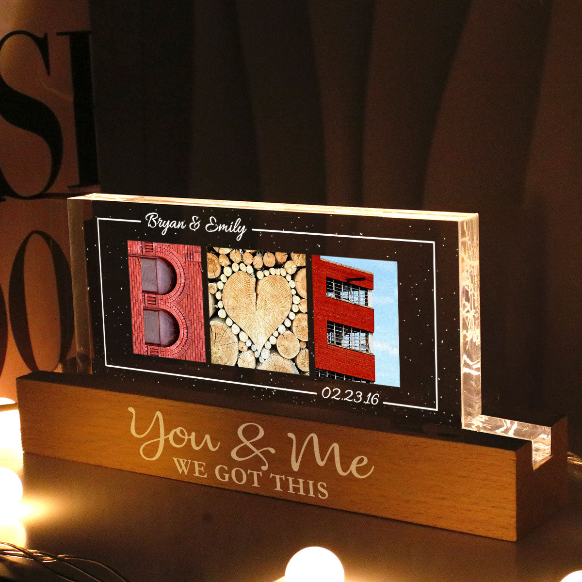 Couple Initials Alphabet Photography Art Anniversary Gift Personalized Acrylic Block LED Night Light, Heartfelt 2025 Gift, Anniversary Gift For Girlfriend, For Wife