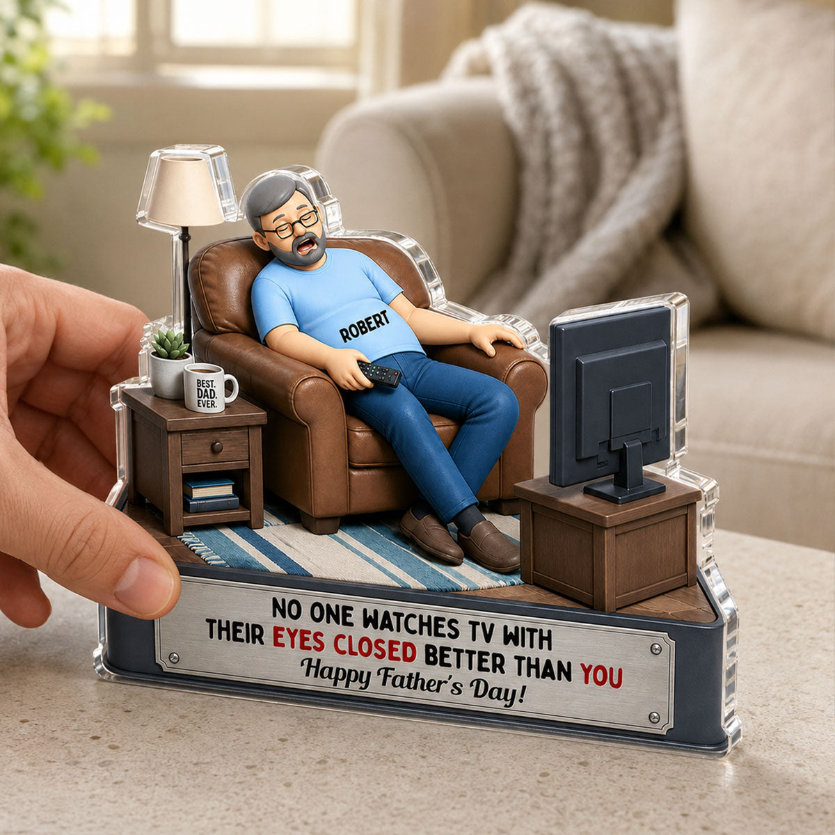 No One Watches TV Better Than You - Personalized Acrylic Block Plaque - Funny Gift for Dad, Grandpa, Husband