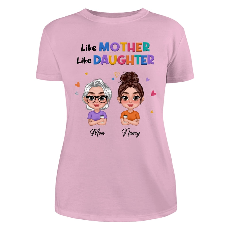 Like Mother Like Daughter Colorful Pattern Doll Women Thick Lips Personalized Shirt