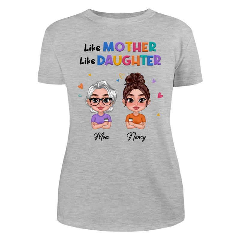 Like Mother Like Daughter Colorful Pattern Doll Women Thick Lips Personalized Shirt