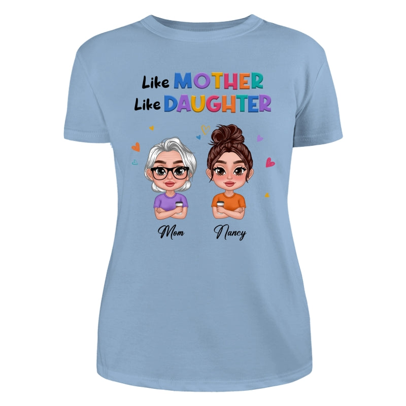 Like Mother Like Daughter Colorful Pattern Doll Women Thick Lips Personalized Shirt