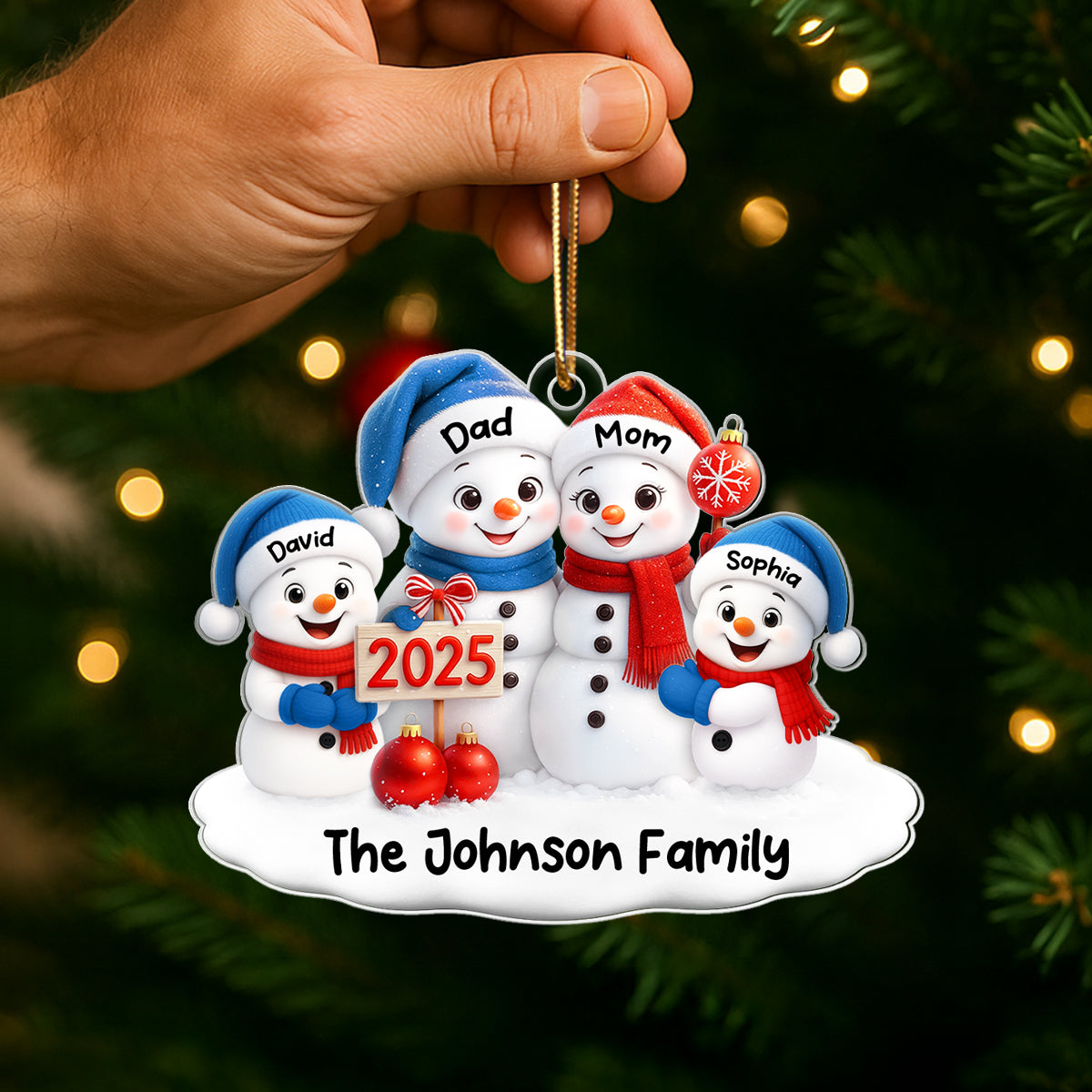 Family Snowmen 2025 - Personalized Acrylic Ornament - Festive Christmas Decor, Christmas Gift for Family