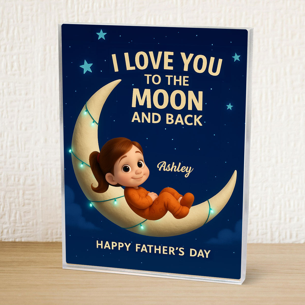 I Love You to the Moon and Back Personalized Acrylic Block Plaque, Gift for Dad