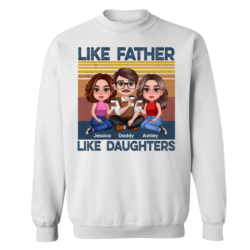 Retro Like Father Like Daughter Doll Sitting Together Personalized Shirt