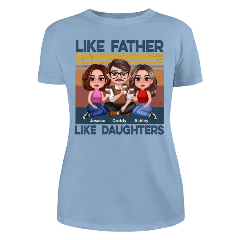 Retro Like Father Like Daughter Doll Sitting Together Personalized Shirt