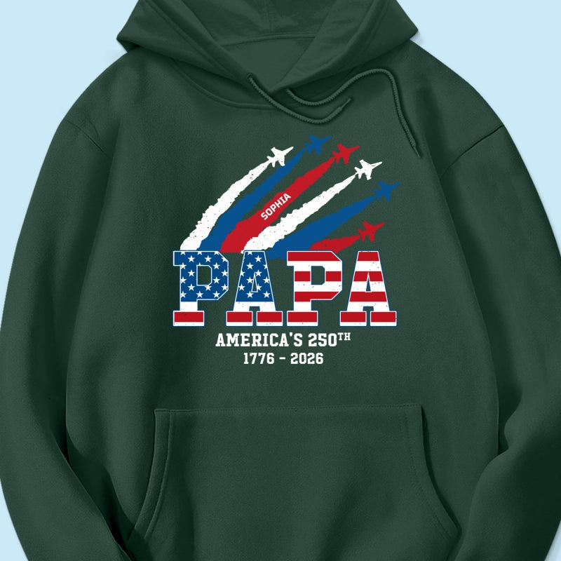 Proud Dad Grandpa Nation Flag American 250th Anniversary - Personalized Shirt - Gift For Dad, Grandpa, Celebrating 250 Years Of Freedom