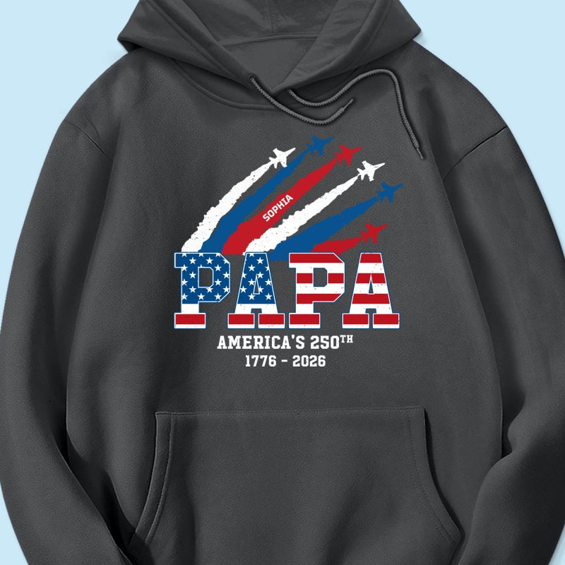 Proud Dad Grandpa Nation Flag American 250th Anniversary - Personalized Shirt - Gift For Dad, Grandpa, Celebrating 250 Years Of Freedom