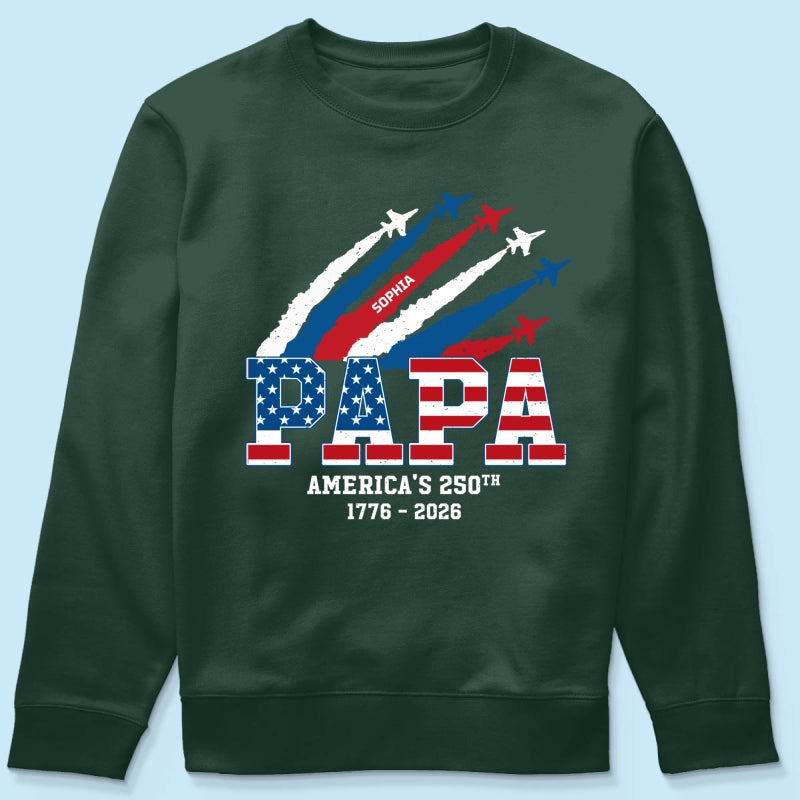 Proud Dad Grandpa Nation Flag American 250th Anniversary - Personalized Shirt - Gift For Dad, Grandpa, Celebrating 250 Years Of Freedom