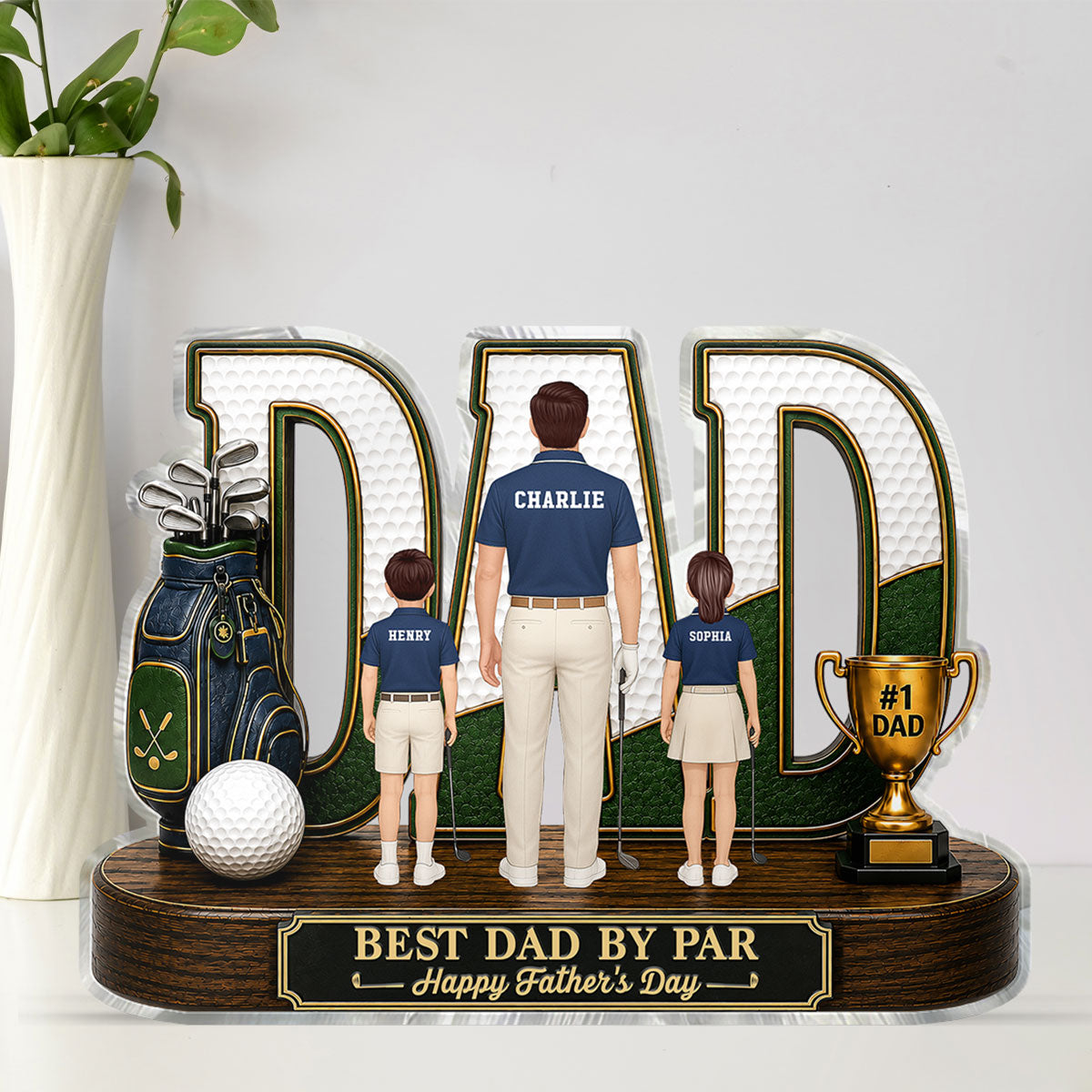 Golf Dad Legend Best Dad By Par - Personalized Acrylic Block Plaque - Unique Trending Gift For Dad