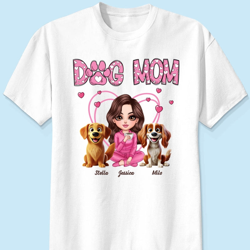 Pink Dog Mom Funny Cartoon Dog Personalized Shirt, Gift For Dog Lovers, Dog Moms