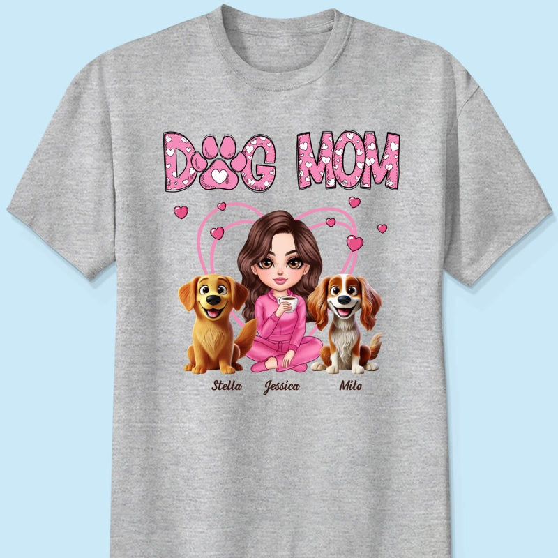 Pink Dog Mom Funny Cartoon Dog Personalized Shirt, Gift For Dog Lovers, Dog Moms