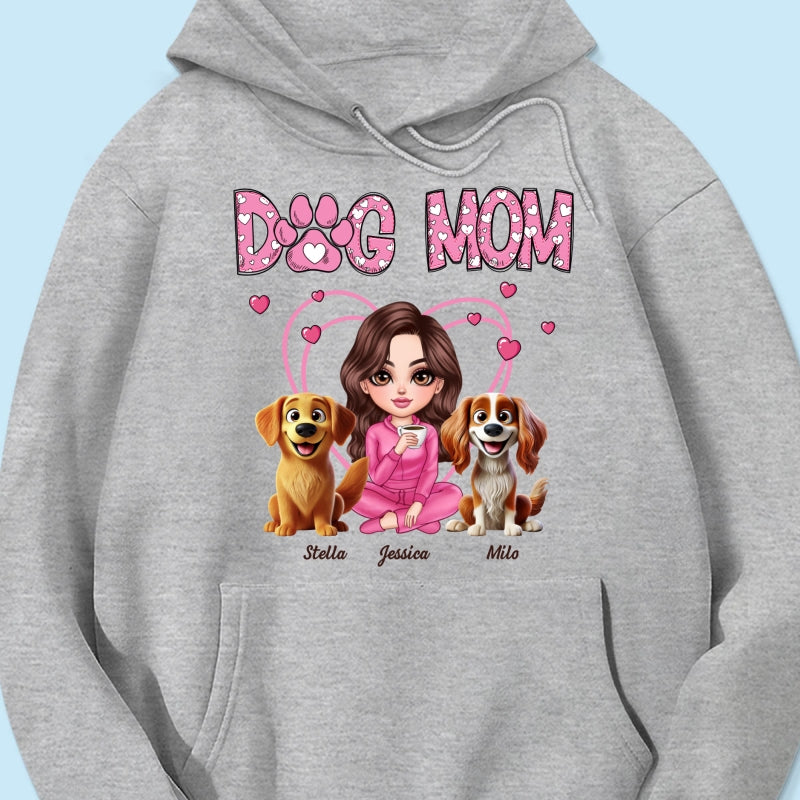 Pink Dog Mom Funny Cartoon Dog Personalized Shirt, Gift For Dog Lovers, Dog Moms