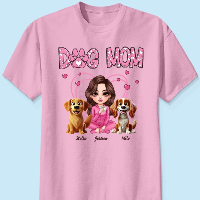 Pink Dog Mom Funny Cartoon Dog Personalized Shirt, Gift For Dog Lovers, Dog Moms