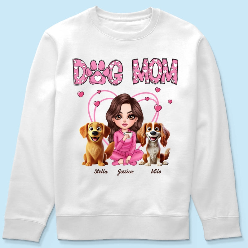 Pink Dog Mom Funny Cartoon Dog Personalized Shirt, Gift For Dog Lovers, Dog Moms