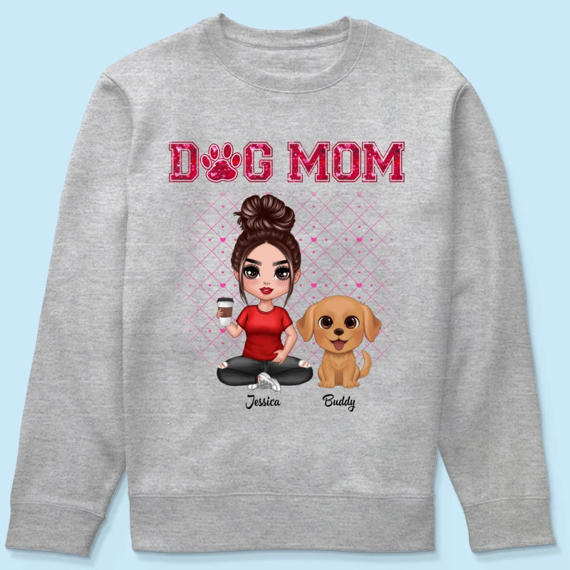 Dog Mom Watercolor Cute Dogs Valentine‘s Day Personalized Shirt