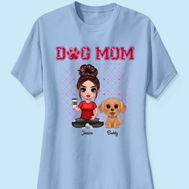 Dog Mom Watercolor Cute Dogs Valentine‘s Day Personalized Shirt