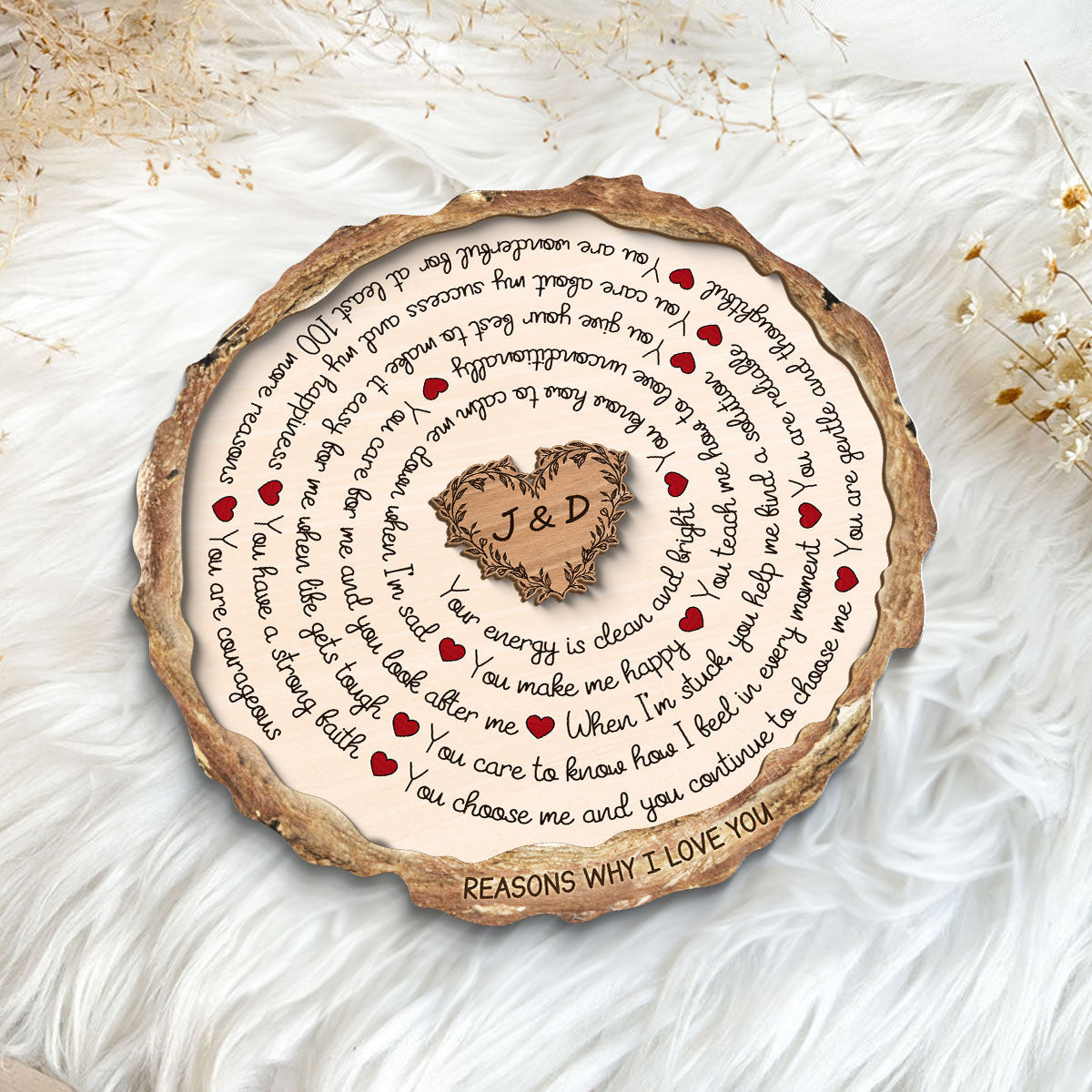Reasons Why I Love You Spiral Text Gift For Him Or Her Personalized 2-Layer Wooden Plaque
