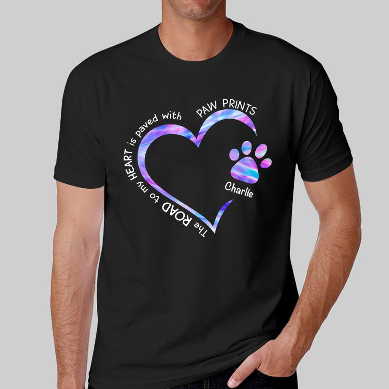 Road Paved With Paw Prints Colorful Personalized Hoodie Sweatshirt