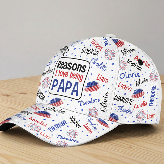 Reasons I Love Being A Papa Custom Name - Personalized Cap