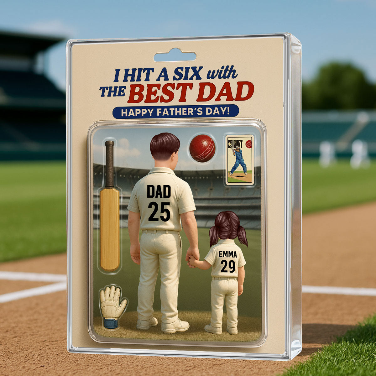 Hit A Six With The Best Dad Cricket Dad - Personalized Acrylic Block Plaque - Gift