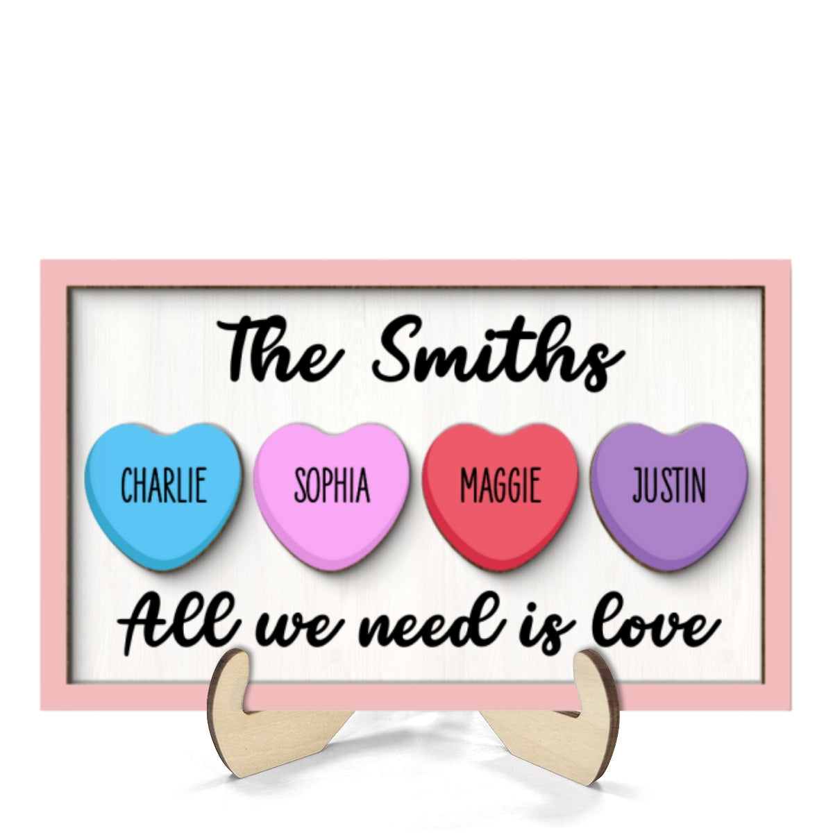 All We Need Is Love Family Decoration Personalized 2-Layer Wooden Plaque