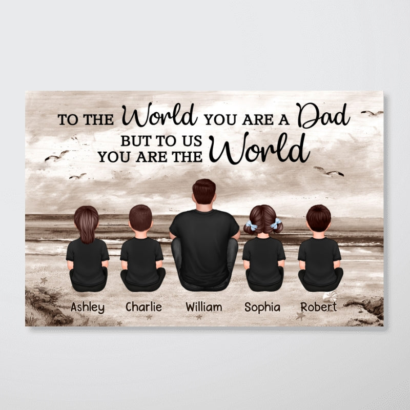 Dad And Sons Daughters Retro Vintage Beach - Personalized Poster - Gift For Dad, Husband