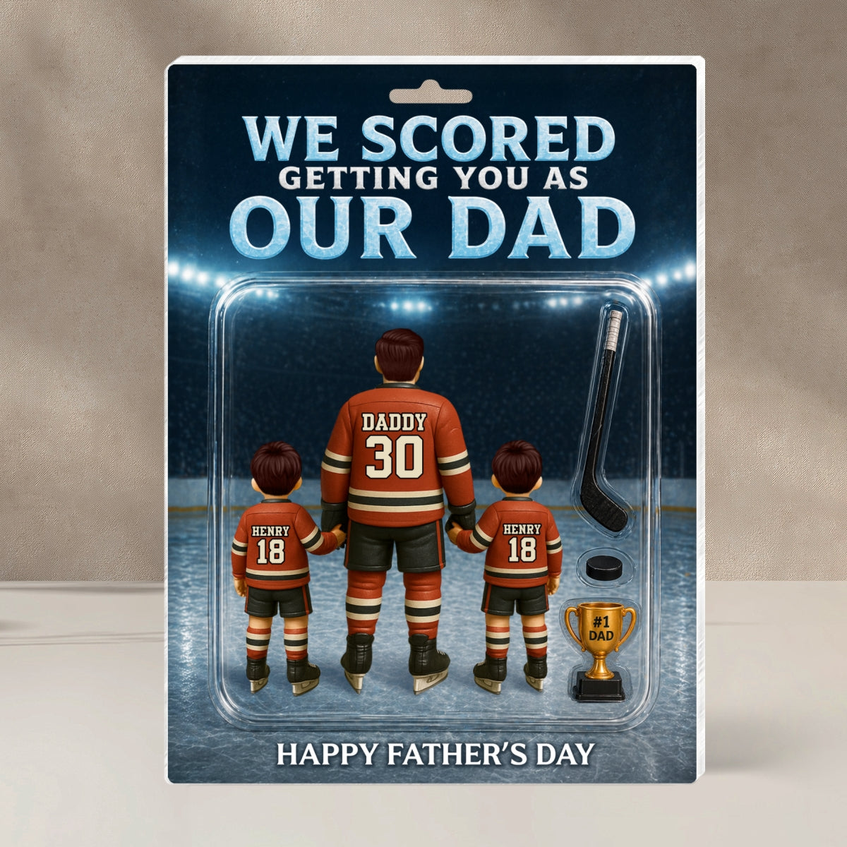 Hockey Dad We Scored Getting You As Our Dad - Personalized Acrylic Block Plaque - Gift For Hockey Dad, Husband