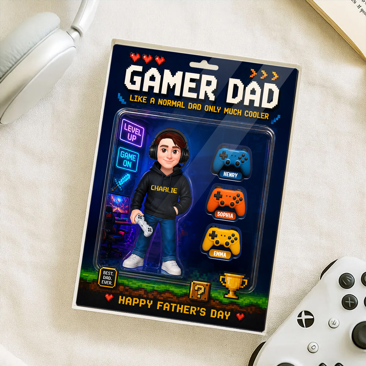 Gamer Dad More Cooler - Personalized Acrylic Block Plaque - Gift For Gamer Dad, Husband