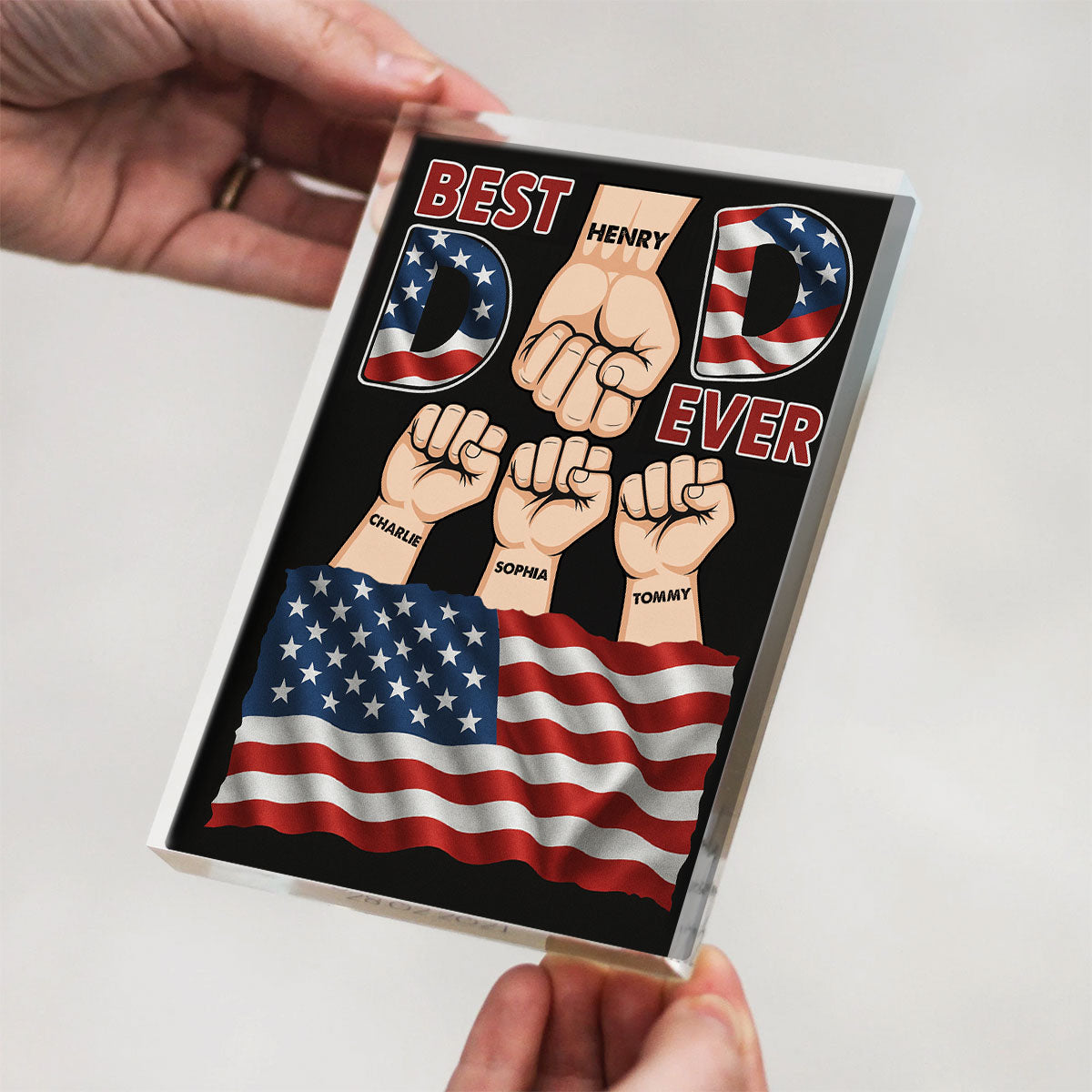 Best Dad Ever Nation Flag Personalized Acrylic Block Plaque, Gift for Dad