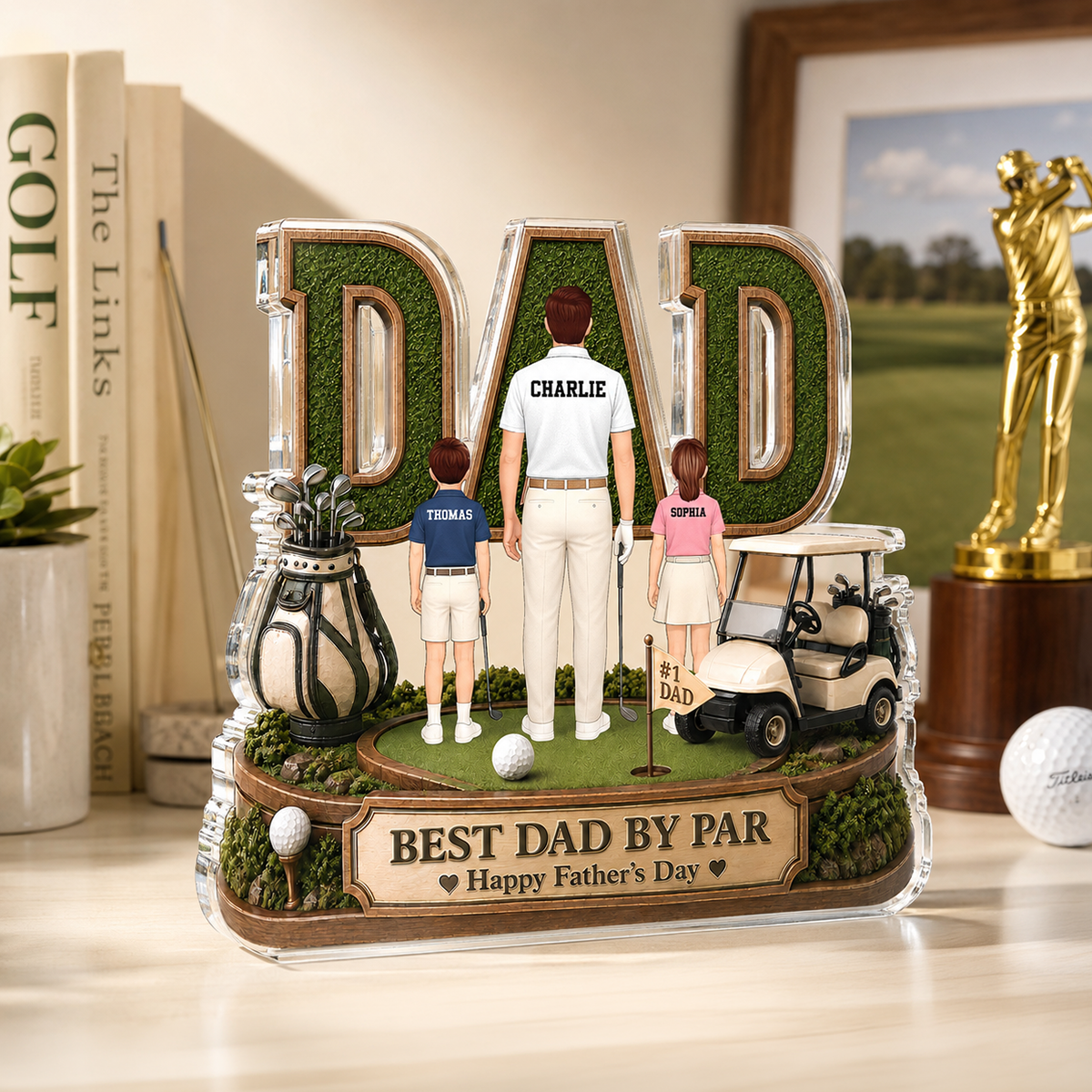 Above Par In Every Way Golfer Dad - Personalized Acrylic Block Plaque - Gift For Dad, Husband