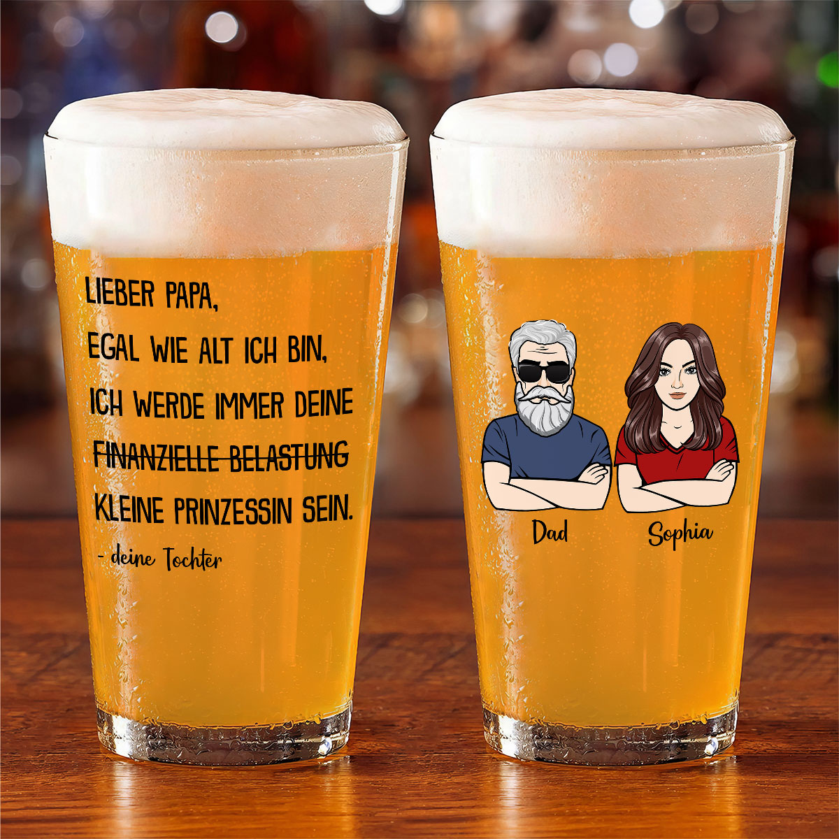 Immer deine finanzielle Belastung - Personalisiertes Bierglas - Lustiges Vatertag Geschenk fr Papa von Tochter