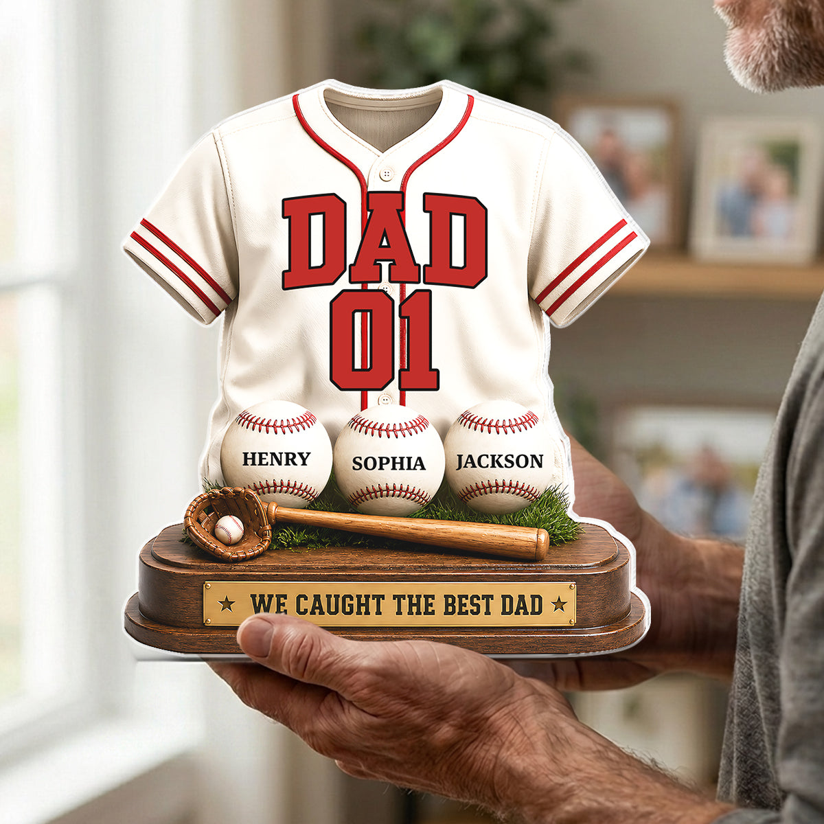 Baseball Dad Legend We Caught The Best Dad - Personalized Acrylic Block Plaque - Gift For Dad, Husband