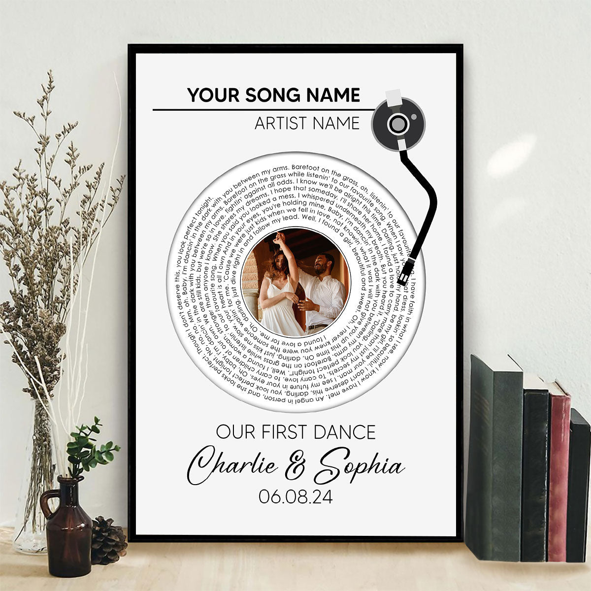 Upload Photo Custom Vinyl Lyrics Personalized Poster, Music Gift, Wedding Song Dance, Anniversary Gift For Him, For Her, For The Couple