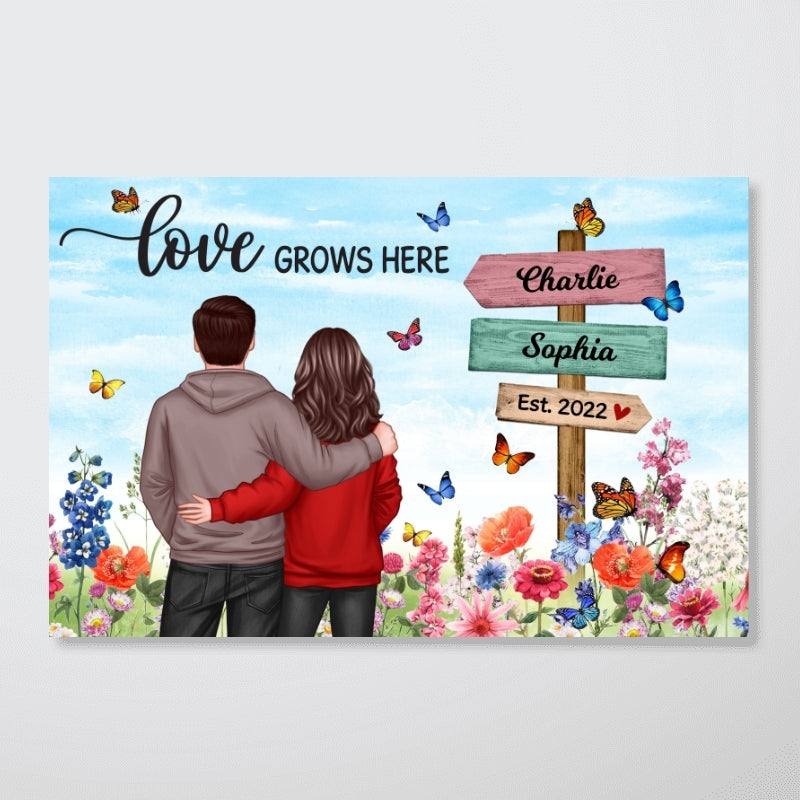 Couple In Flower Garden Sign Personalized Poster, Gift, Anniversary Gift For Couples, For Him, For Her
