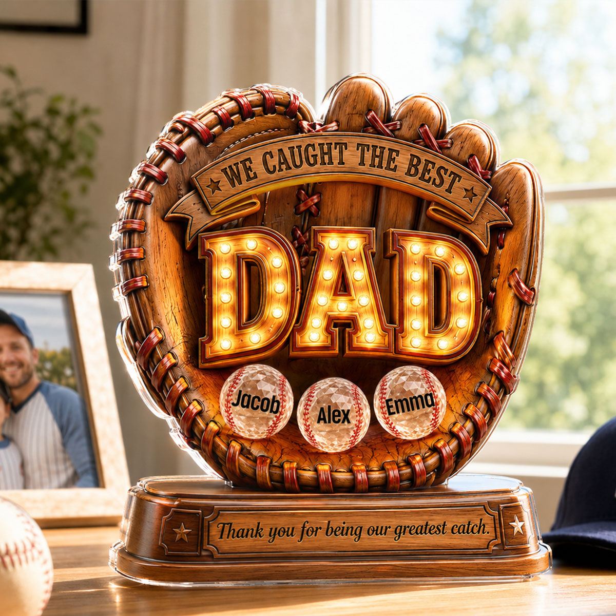 Great Baseball Dad - Personalized Acrylic Block Plaque - Gift for Dad, Husband