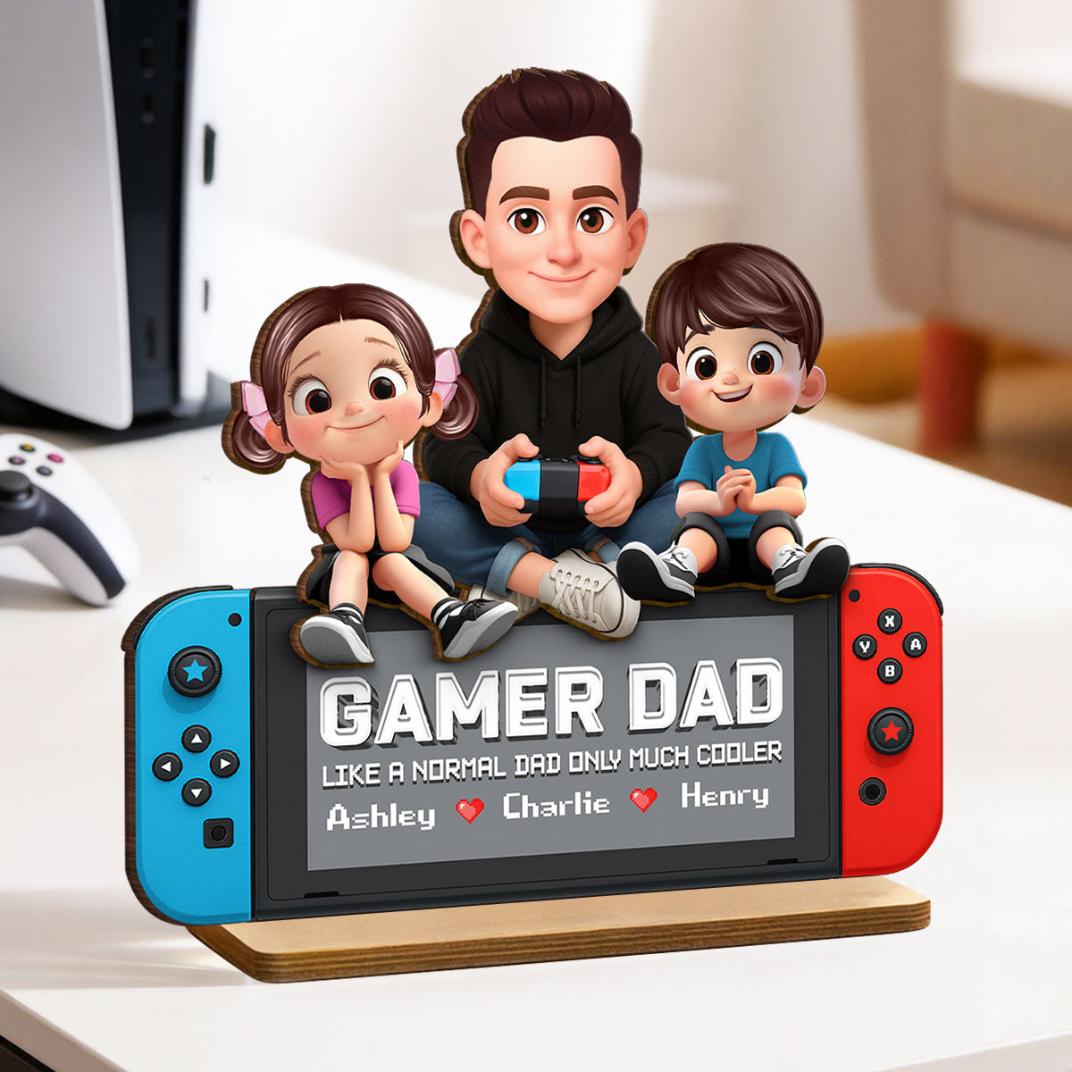 Legend Gamer Dad Much Cooler - Personalized 2-Layered Wooden Plaque - Gift For Dad, Husband, Gamers