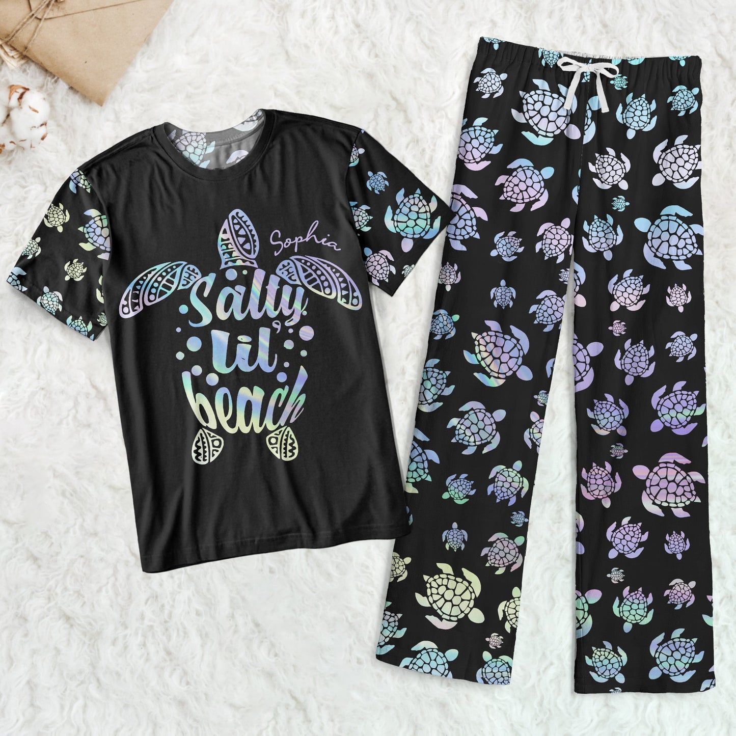 Salty Lil' Beach Aurora Turles - Personalized Pajama Shorts Set
