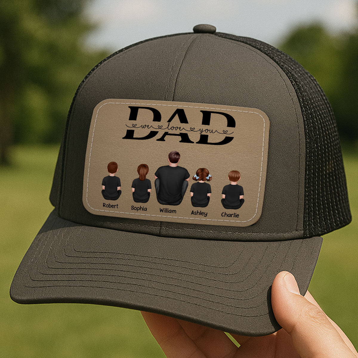 Dad We Love You Personalized Leather Patch Hat, Gift For Dad